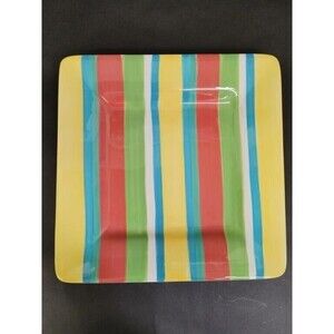 Artimino CIAO II SUMMER STRIPE Square Salad Plates 8pc Lot Serverware NEW w/Tags